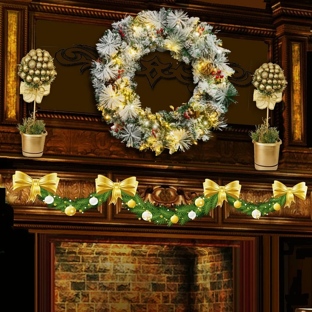 Joiedomi All Holiday Decor 24¡± Christmas Wreath Flocked With LED Lights 3 Joiedomi All Holiday Decor 24¡± Christmas Wreath Flocked With LED Lights