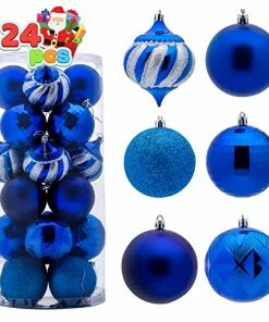 Joiedomi 24 Pcs Christmas Ball Ornaments - Blue, 3.15” All Holiday Decor