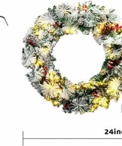 Joiedomi All Holiday Decor 24¡± Christmas Wreath Flocked With LED Lights 12 Joiedomi All Holiday Decor 24¡± Christmas Wreath Flocked With LED Lights