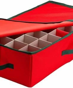 Joiedomi Organizer & Storage Underbed Christmas Ornament Oxford Storage Box (Red)