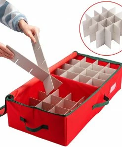 Joiedomi Organizer & Storage Underbed Christmas Ornament Oxford Storage Box (Red)