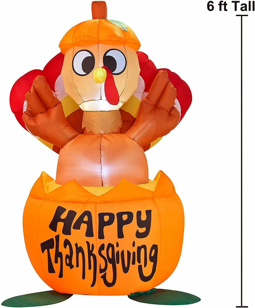 Joiedomi 6ft Thanksgiving Inflatable Turkey On Pumpkin 5 Joiedomi 6ft Thanksgiving Inflatable Turkey On Pumpkin