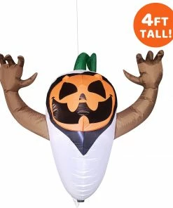 Joiedomi 4ft Halloween Inflatable Pumpkin In A Ghost Costume