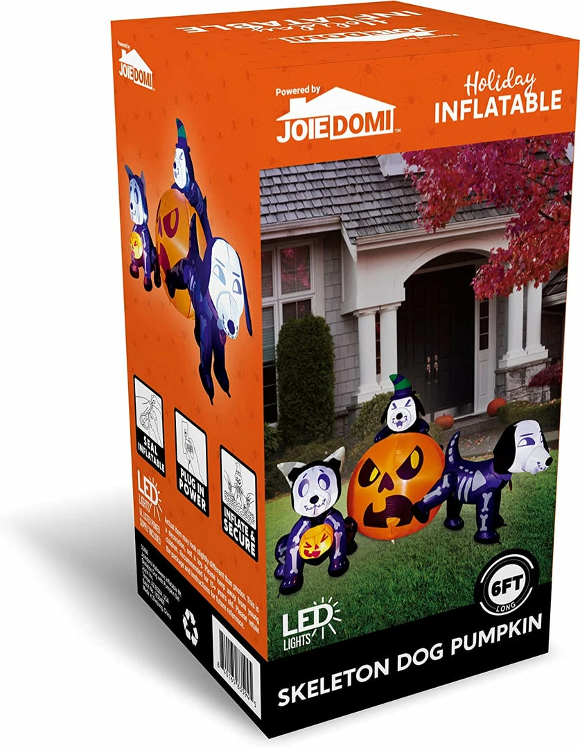 Joiedomi 6ft Halloween Skeleton Dog With Pumpkin Set 5 Joiedomi 6ft Halloween Skeleton Dog With Pumpkin Set