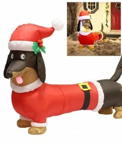 Joiedomi Tall Santa's 'Lil Helper Dachshund Inflatable (5ft) Inflatables