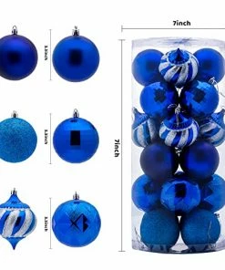 Joiedomi 24 Pcs Christmas Ball Ornaments - Blue, 3.15” All Holiday Decor