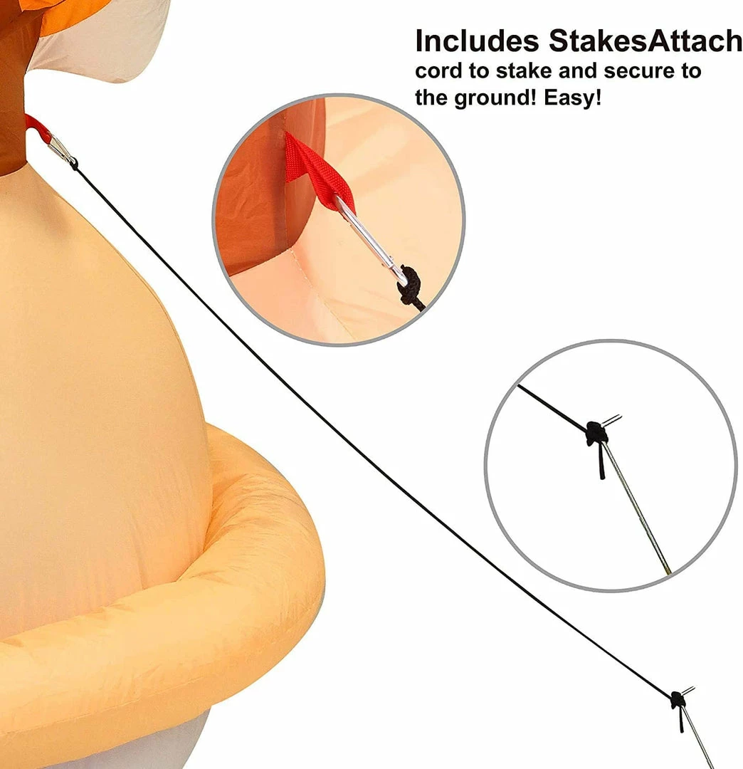 Joiedomi Inflatables Large Turkey On A Pumpkin Pie Inflatable (6 Ft) 3 Joiedomi Inflatables Large Turkey On A Pumpkin Pie Inflatable (6 Ft)