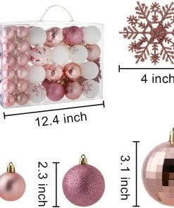 Joiedomi All Holiday Decor 50 Pcs Rosegold & White Christmas Ornaments 5 Joiedomi All Holiday Decor 50 Pcs Rosegold & White Christmas Ornaments