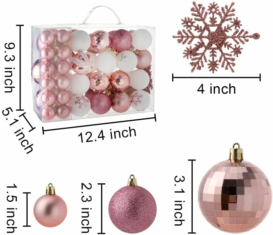 Joiedomi All Holiday Decor 50 Pcs Rosegold & White Christmas Ornaments 3 Joiedomi All Holiday Decor 50 Pcs Rosegold & White Christmas Ornaments
