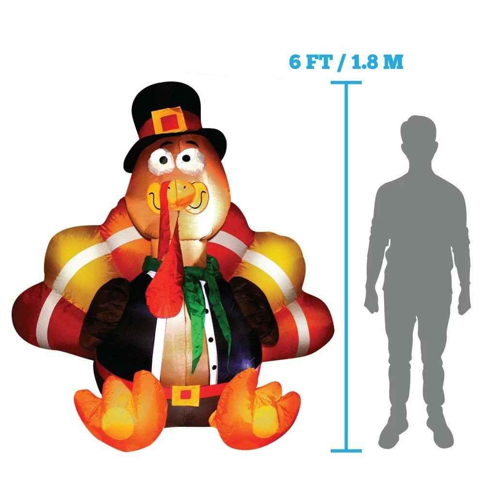 Joiedomi Large Thanksgiving Gobbles The Turkey (6 Ft) Inflatables 3 Joiedomi Large Thanksgiving Gobbles The Turkey (6 Ft) Inflatables
