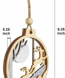 Joiedomi 24 Pcs Christmas Wooden Ornaments Reindeer All Holiday Decor