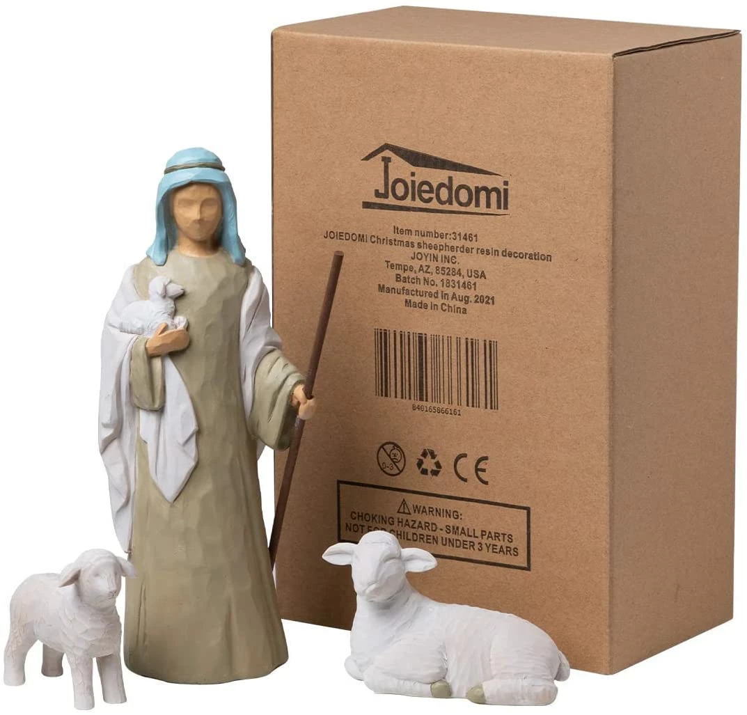 Joiedomi All Holiday Decor 3 PCS Christmas Decoration Shepherd And Stable Sheep Animals Resin Nativity Figurines 7 Joiedomi All Holiday Decor 3 PCS Christmas Decoration Shepherd And Stable Sheep Animals Resin Nativity Figurines