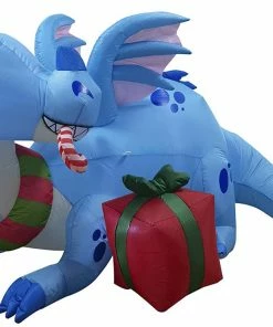 Joiedomi All Holiday Decor 6 FT Long Inflatable Dragon Guarding Gift