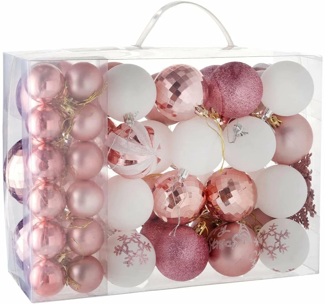 Joiedomi All Holiday Decor 50 Pcs Rosegold & White Christmas Ornaments 1 Joiedomi All Holiday Decor 50 Pcs Rosegold & White Christmas Ornaments