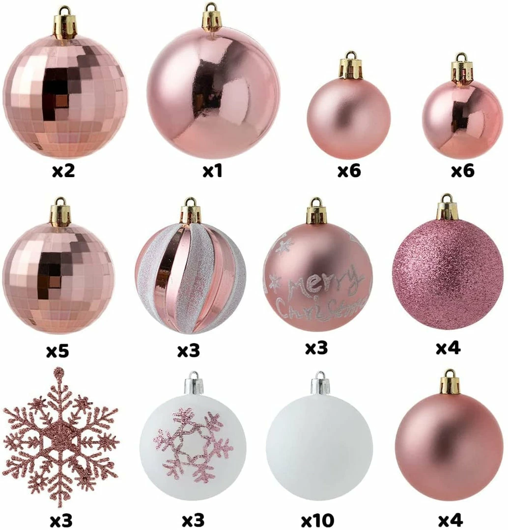 Joiedomi All Holiday Decor 50 Pcs Rosegold & White Christmas Ornaments 2 Joiedomi All Holiday Decor 50 Pcs Rosegold & White Christmas Ornaments