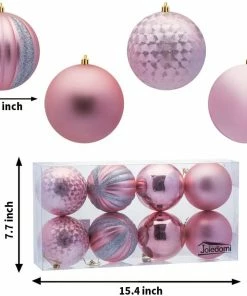 Joiedomi All Holiday Decor 3.94" Rose Gold Christmas Ornaments 8Pcs