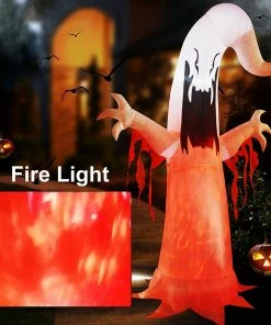 Joiedomi 12ft Halloween Ghost With Fire Light And Flaming Shreds