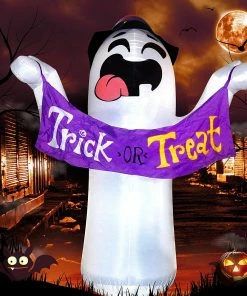 Joiedomi 10ft Halloween Cute Ghost With Trick Or Treat Banner And Witch Hat