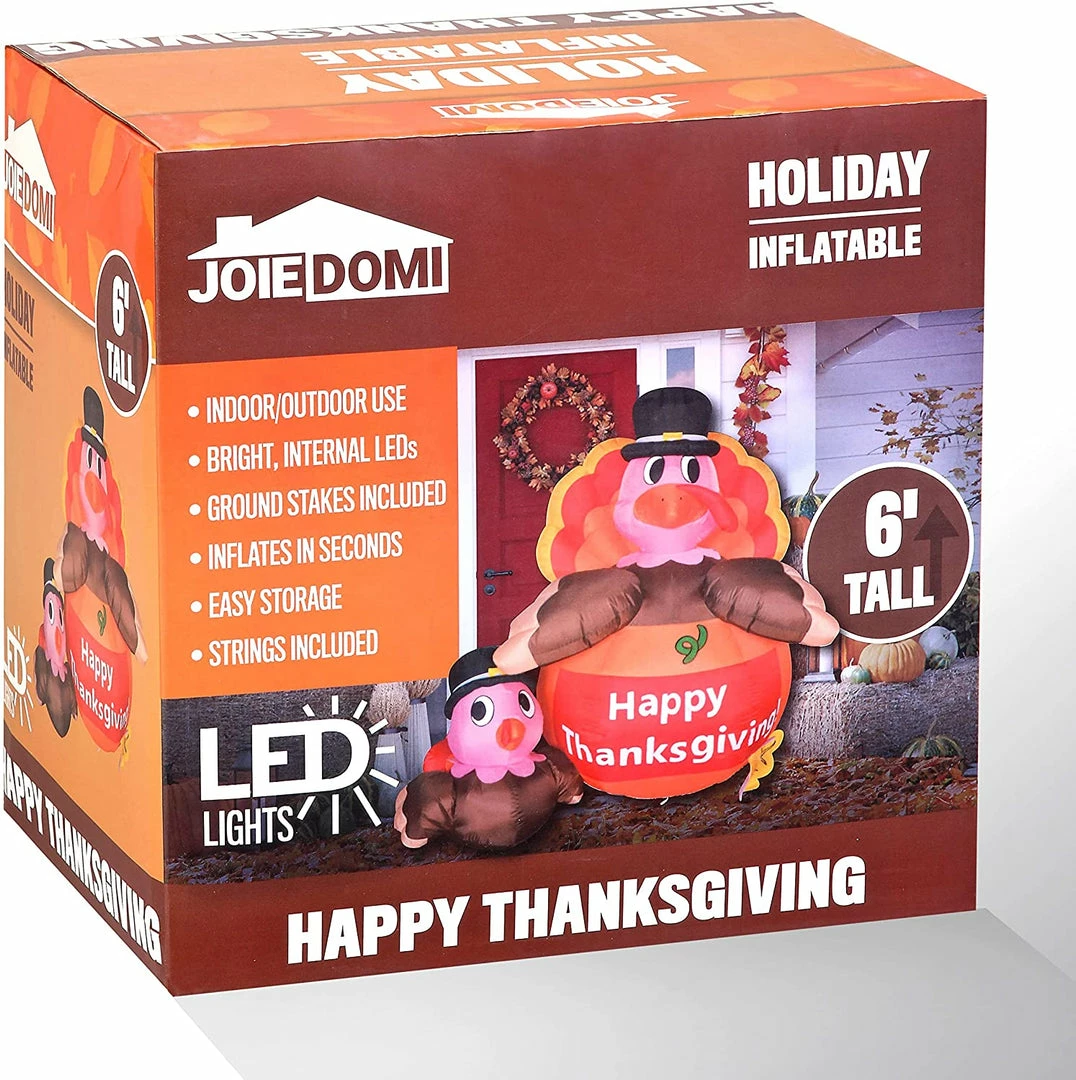 Joiedomi 6ft Thanksgiving Happy Turkey Inflatable 6 Joiedomi 6ft Thanksgiving Happy Turkey Inflatable