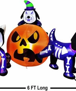Joiedomi 6ft Halloween Skeleton Dog With Pumpkin Set 12 Joiedomi 6ft Halloween Skeleton Dog With Pumpkin Set