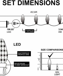 Joiedomi 50 Count Christmas Warm White LED String Lights - 49.54ft