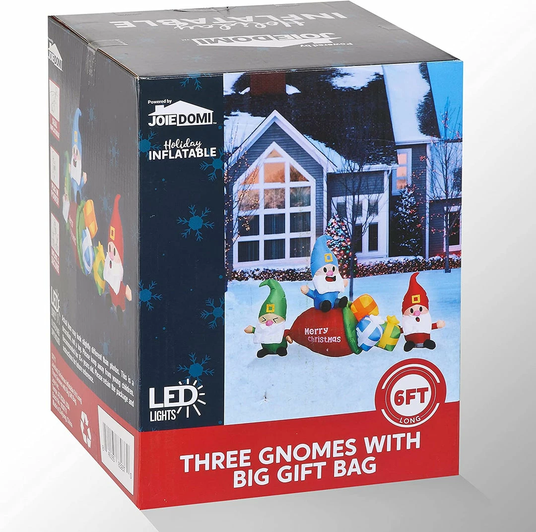 Joiedomi 6ft Inflatable Three Gnomes With Big Gift Bag Inflatables 6 Joiedomi 6ft Inflatable Three Gnomes With Big Gift Bag Inflatables
