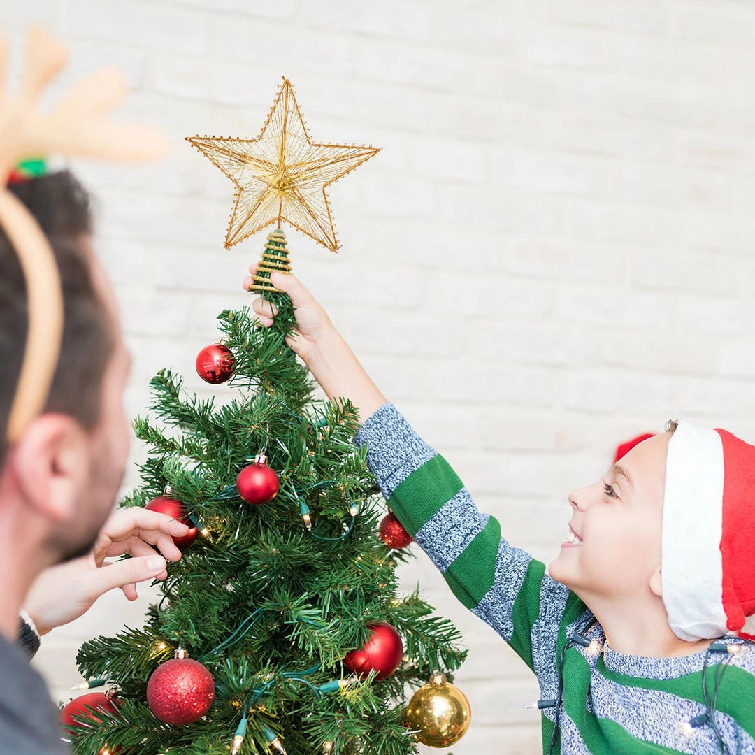 Joiedomi Christmas Tree Toppers, Gold Star Tree Topper Lighted With Warm White LED Lights 3 Joiedomi Christmas Tree Toppers, Gold Star Tree Topper Lighted With Warm White LED Lights