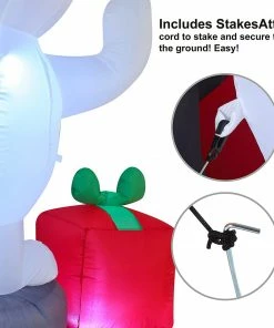 Joiedomi 6 FT Tall Inflatable Christmas Welcome Sign With A Penguin And Snowman