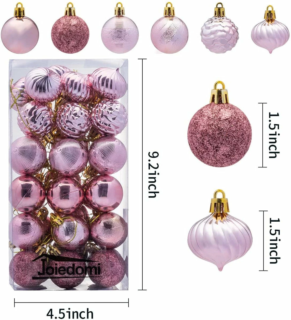 Joiedomi All Holiday Decor 1.57" Rosegold Christmas Ball Ornaments 36Pcs 4 Joiedomi All Holiday Decor 1.57" Rosegold Christmas Ball Ornaments 36Pcs