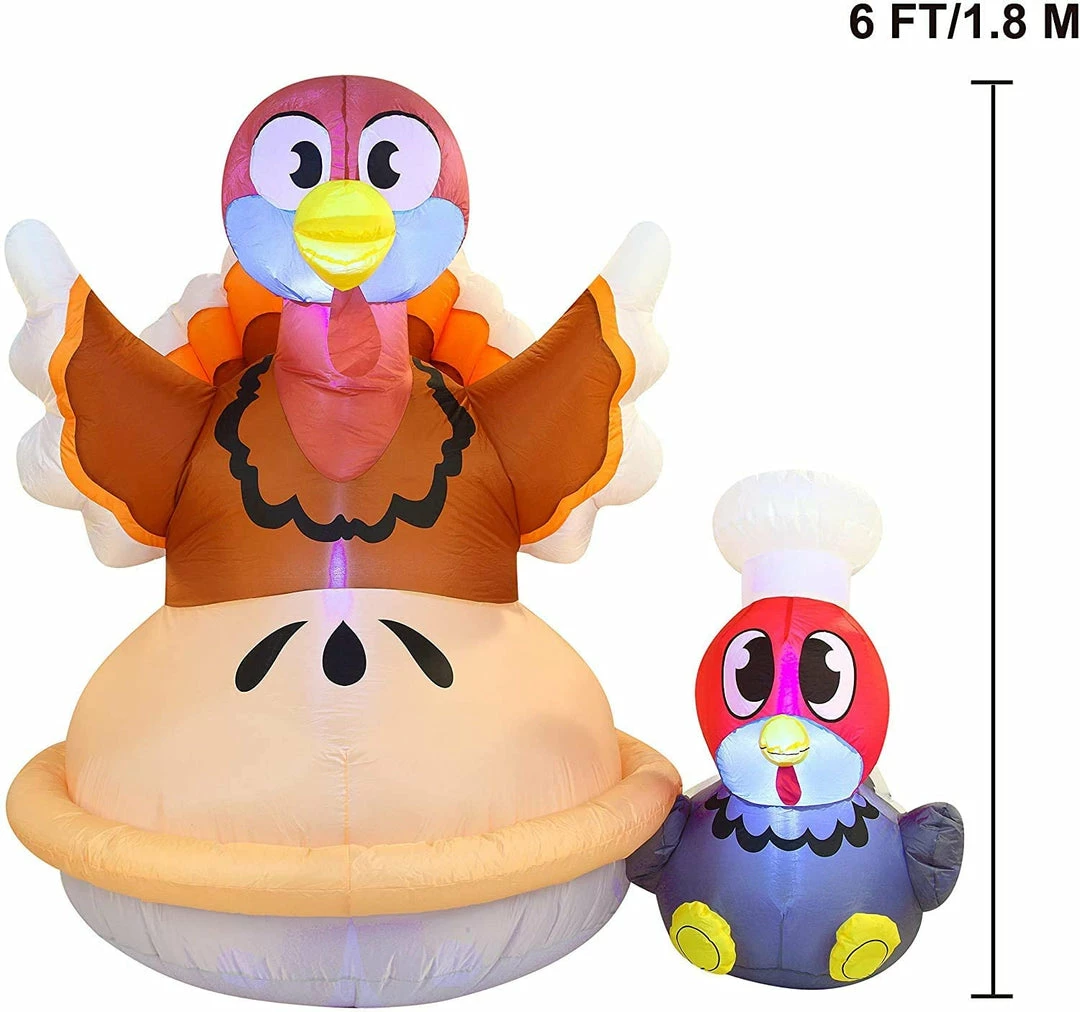 Joiedomi Inflatables Large Turkey On A Pumpkin Pie Inflatable (6 Ft) 5 Joiedomi Inflatables Large Turkey On A Pumpkin Pie Inflatable (6 Ft)