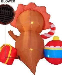Joiedomi 6 FT Long Inflatable Triceratops With A Huge Ornament And A Huge Candy Cane Inflatables
