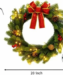 Joiedomi All Holiday Decor 20" Christmas Wreath With Bow 12 Joiedomi All Holiday Decor 20