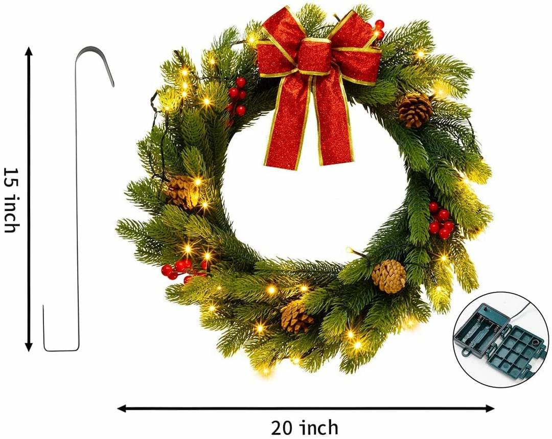 Joiedomi All Holiday Decor 20" Christmas Wreath With Bow 6 Joiedomi All Holiday Decor 20" Christmas Wreath With Bow