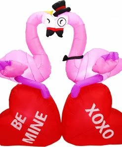 Joiedomi 5FT Tall LED Lights Flamingos Couple Valentines Day Holiday Inflatable Decoration Inflatables