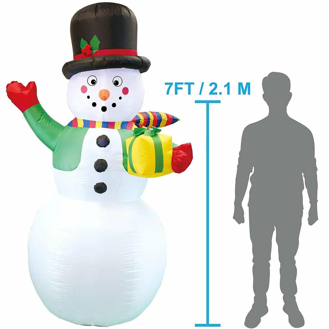 Joiedomi Inflatables Large Snowman With Present Inflatable (7 Ft) 3 Joiedomi Inflatables Large Snowman With Present Inflatable (7 Ft)