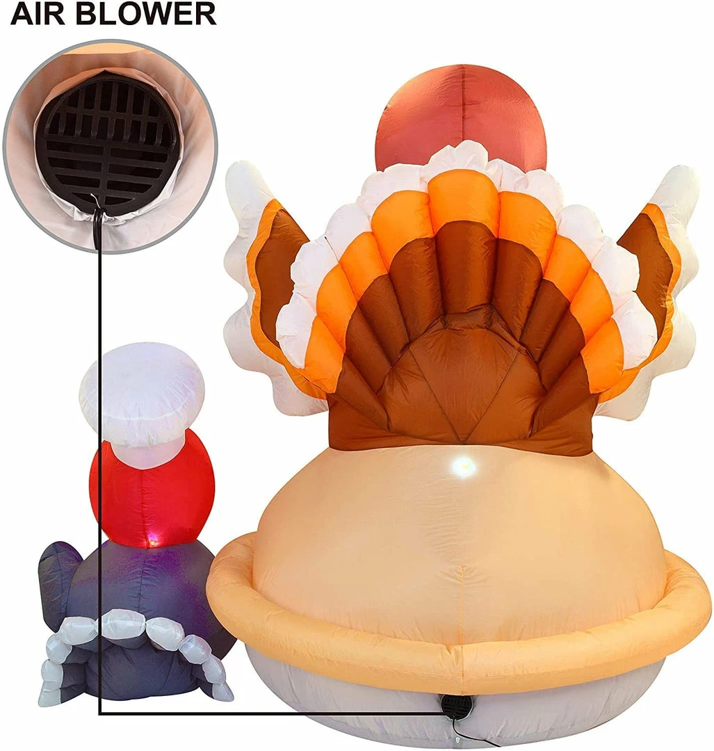 Joiedomi Inflatables Large Turkey On A Pumpkin Pie Inflatable (6 Ft) 4 Joiedomi Inflatables Large Turkey On A Pumpkin Pie Inflatable (6 Ft)