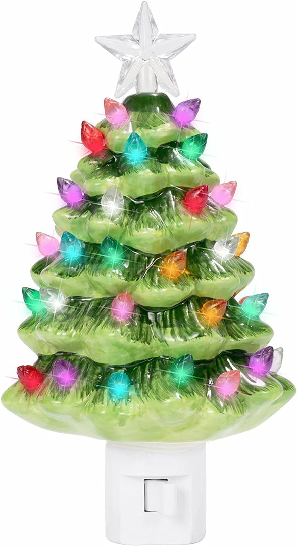 Joiedomi All Holiday Decor 2 Packs Ceramic Christmas Tree Night Light 3 Joiedomi All Holiday Decor 2 Packs Ceramic Christmas Tree Night Light