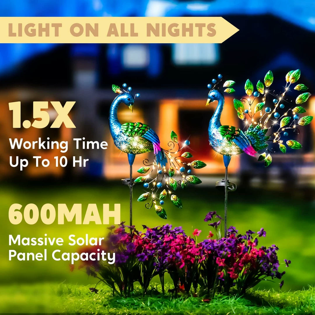 Joiedomi 2Pcs. Solar Pathway Lights Peacock Shaped Lawn Decor 8 Joiedomi 2Pcs. Solar Pathway Lights Peacock Shaped Lawn Decor