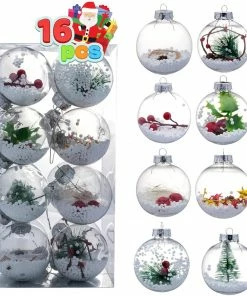 Joiedomi 16 Pcs Christmas Snow Filling Ornaments Ball Ornaments