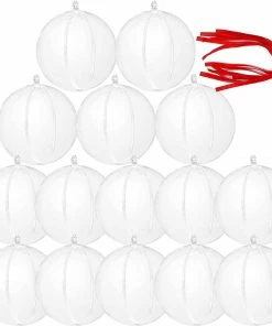 Joiedomi 15 Pcs Clear Plastic Fillable Christmas Ball Ornaments All Holiday Decor