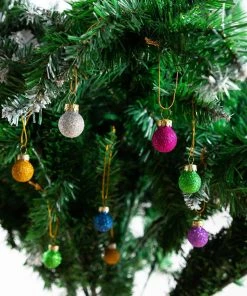 Joiedomi All Holiday Decor 36 Pcs 1 Inch Christmas Mini Glitter Glass Balls Ornaments