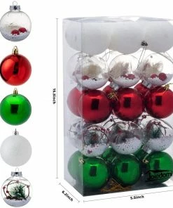 Joiedomi All Holiday Decor 3.15'' Red & Green Assorted Style Christmas Ball Ornaments 30Pcs