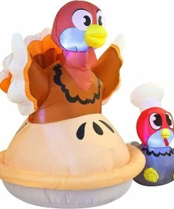 Joiedomi Inflatables Large Turkey On A Pumpkin Pie Inflatable (6 Ft)