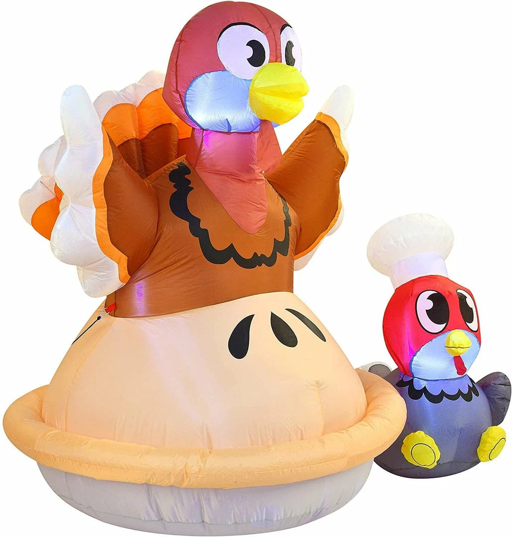 Joiedomi Inflatables Large Turkey On A Pumpkin Pie Inflatable (6 Ft) 2 Joiedomi Inflatables Large Turkey On A Pumpkin Pie Inflatable (6 Ft)