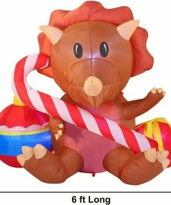 Joiedomi 6 FT Long Inflatable Triceratops With A Huge Ornament And A Huge Candy Cane Inflatables