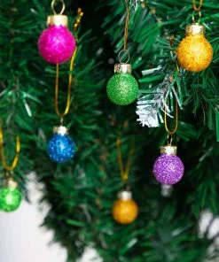 Joiedomi All Holiday Decor 36 Pcs 1 Inch Christmas Mini Glitter Glass Balls Ornaments