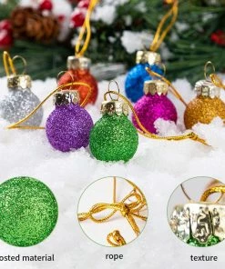 Joiedomi All Holiday Decor 36 Pcs 1 Inch Christmas Mini Glitter Glass Balls Ornaments