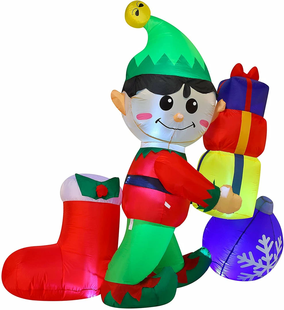 Joiedomi 6 Ft Tall Inflatable Elf Holding Gifts All Holiday Decor 3 Joiedomi 6 Ft Tall Inflatable Elf Holding Gifts All Holiday Decor
