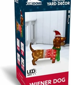 Joiedomi 2ft LED Yard Lights - Tinsel Wiener Dog Outdoor Lighted Holiday Display