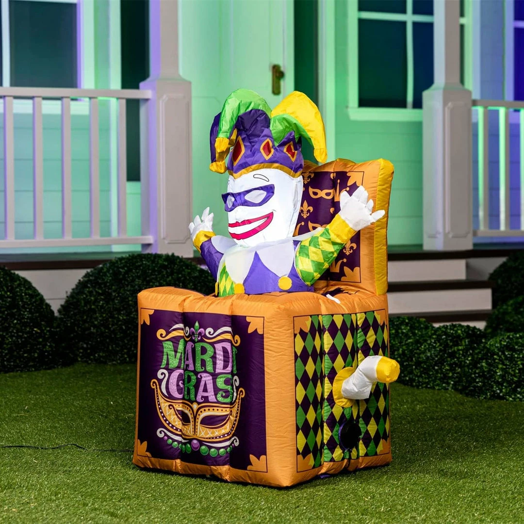 Joiedomi 4 Ft Mardi Gras Jester In The Box 1 Joiedomi 4 Ft Mardi Gras Jester In The Box